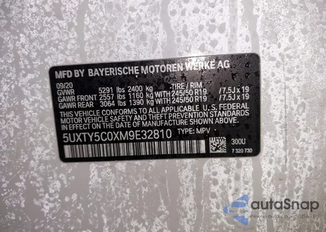 2021 BMW X3 xDrive30I z USA, uszkodzony, nr VIN 5UXTY5C0XM9E32810